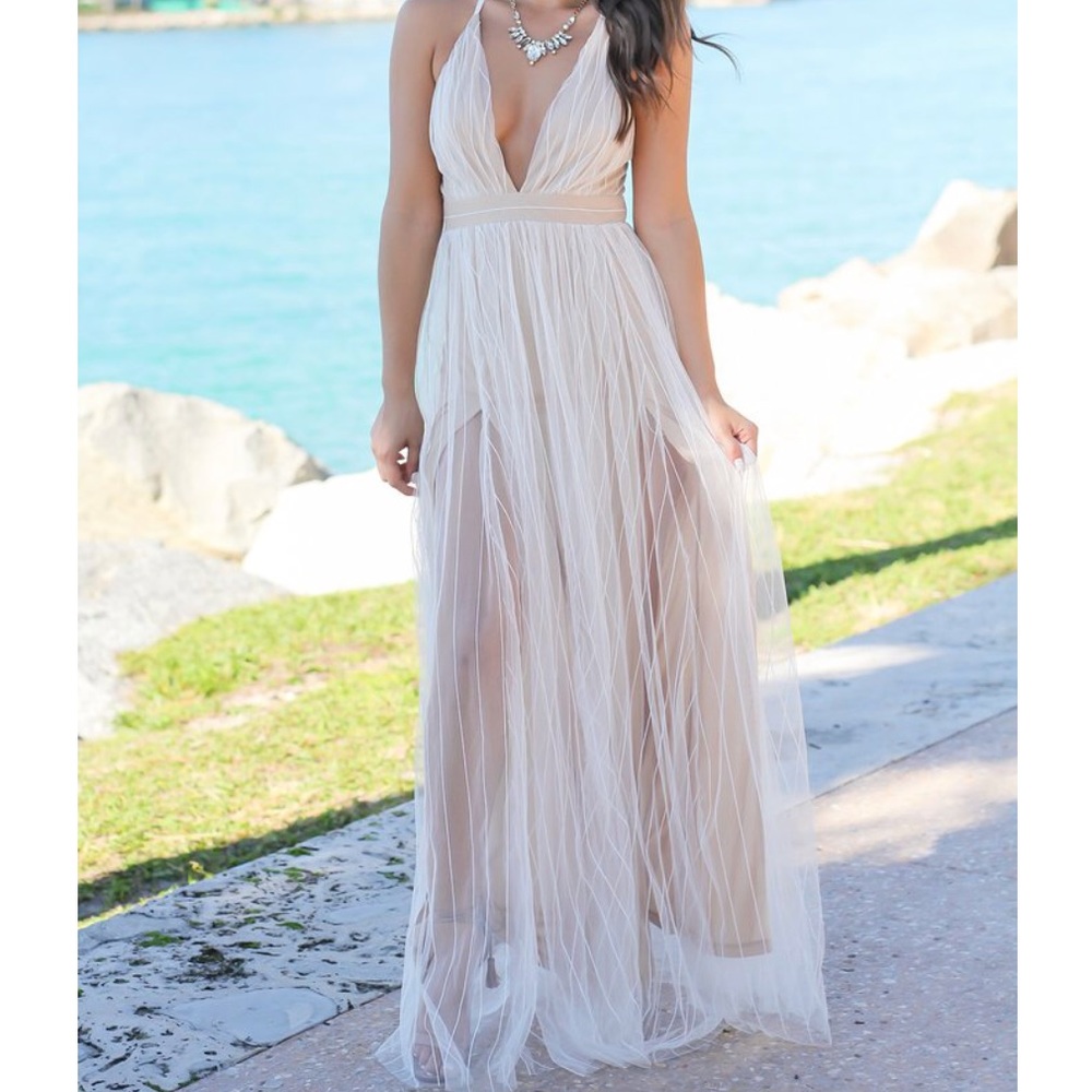 White Tulle Maxi Dress